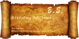 Bikfalvy Sándor névjegykártya